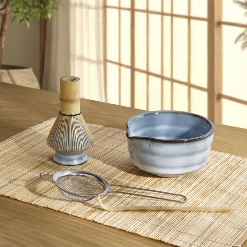 Mikasa 5 piece Matcha Set with Blue Stoneware Bowl and Bamboo Whisk - Image 5