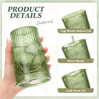 Wiwiqing 12 Set 16oz Vintage Tumbler with Lid and Straw Bulk, Green - Image 3
