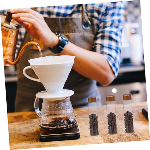 Cabilock Coffee Bean Storage Tubes with Wooden Stand, Glass Set - Image 4