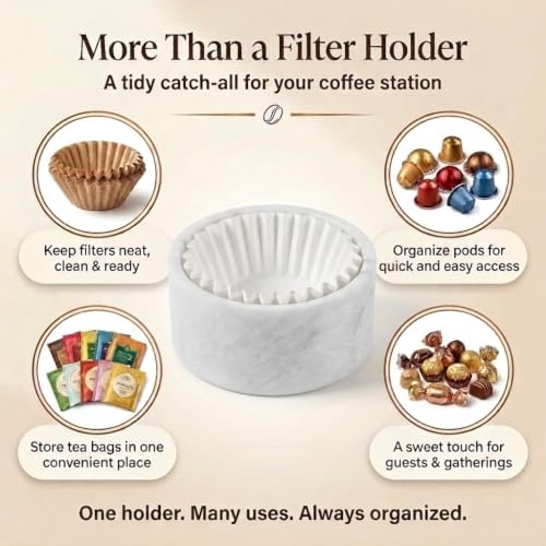 Marble Coffee Filter Holder 6 inch Handmade White - Image 5
