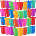 Sieral 30 Pack Reusable Plastic Cups with Lids Straws,Candy Colors by Sieral