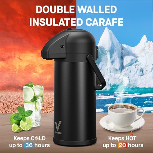 Coffee Carafe for Keeping Hot - Black 102 OZ Coffee Dispenser with Pump - Image 2