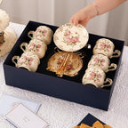 YOLIFE Tea Cups and Saucers Set of 6, 8 OZ Flowering Shrubs(with Gift Box) - Image 7