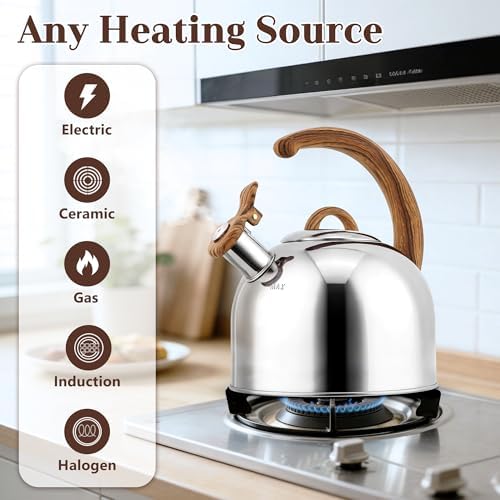 Harriet Whistling Tea Kettle, 3.1QT Food-Grade Steel Stovetop Teapot - Image 5