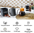 SOTECH Pour Over Coffee Maker Set Portable Pour Over Set-Manual Coffee Grinder Heatproof Glass Coffee Dripper for Traveling Camping - Image 4
