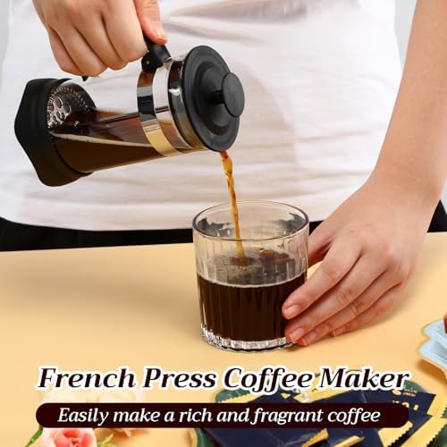 LemonRoad 4 Pack French Press Coffee Maker Borosilicate Glass Coffee Press Heat Resistant Stainless Steel Tea Maker for Travel Camping Kitchen Gifts Includes Pot Filters(12oz) - Image 4