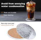 Winter Snow-Covered Trees Coasters for Drinks, Set of 8 Natural Landscape Snow Path Absorbent Ceramic Coaster with Cork Base Decor for Wooden Table & Bar, Housewarming Gift Home Decor - Image 6