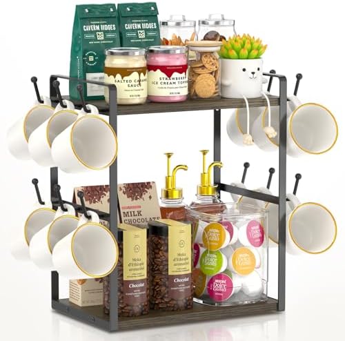 EsLuker.ly Coffee Station Bar Organizer Mug Holder Stand Countertop by EsLukerly
