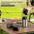 Portable Pour Over Coffee Maker, Rechargeable Electric Grinder with Stainless Steel Conical Burr, Integrated Hand Brew Kit with Stainless Steel Filter Dripper & Travel Mugs, for Camping, Outdoors - Image 3