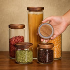 5 Piece Kitchen Canister Set, Airtight Lid Food Storage Jars for Coffee Beans, Flour, Sugar, Rice, Spaghetti - Image 4