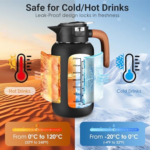 84oz Borosilicate Glass Pitcher, Leak-Proof Lid & Handle BPA Free, Fridge - Image 5
