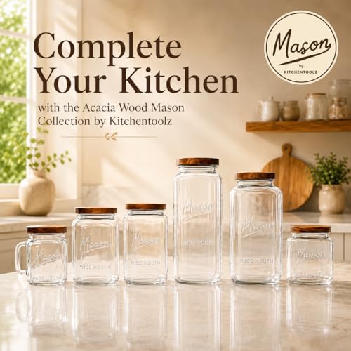1 Gallon Glass Jar with Wooden Lid - Extra Large Mason Jar Wide Mouth with Airtight Wood Lid - Square Glass Storage Container with Measurement Markings for Flour, Sugar, Cookies & Pickling - Image 6