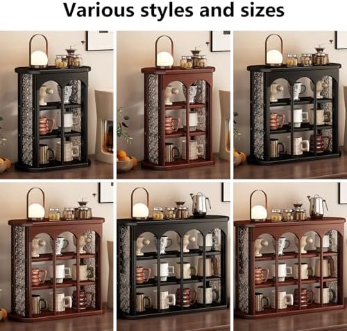 Wooden Mug Holder Countertop, Freestanding Grid Vintage Coffee Cup Display Stand, Rustic Coffee Mug Holder Organizer for Kitchen, Coffee Station,Brown,12 Grid - Image 7