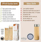 Custom Bamboo Water Bottle Personalized Bamboo Tumbler Engraved with Tea Infuser Insulated Tea Infuser Mug Unique Gifts for Women, Mom, Coworkers (Birth flower+signature) (Style A) - Image 5