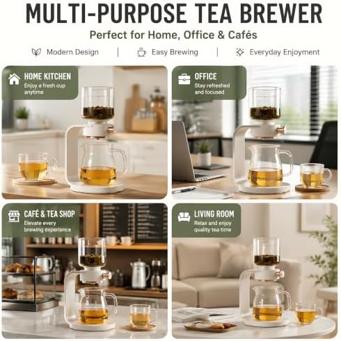 Glass Tea Pot with Infusers for Loose Tea and Drip Coffee Pour Over - Image 3
