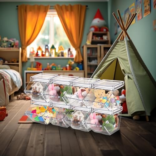 Yerliker 8 Pcs Clear Stackable Storage Bins with Lids for Pantry - Image 6
