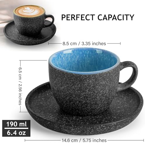 MIAMIO – Cappuccino Cup Set (6.4 oz), Ceramic Coffee Mugs - Las Palmitas - Image 4