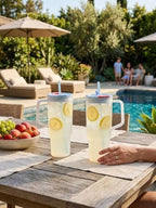 40oz Frosted Plastic Tumbler with Handle and Straw Lid, Reusable Large Iced Coffee Cup Travel Mug for Cold Drinks, Clear Acrylic Tumbler Cup for Smoothies, Tea, Juice, Office & Outdoor Use - Blue - Image 2