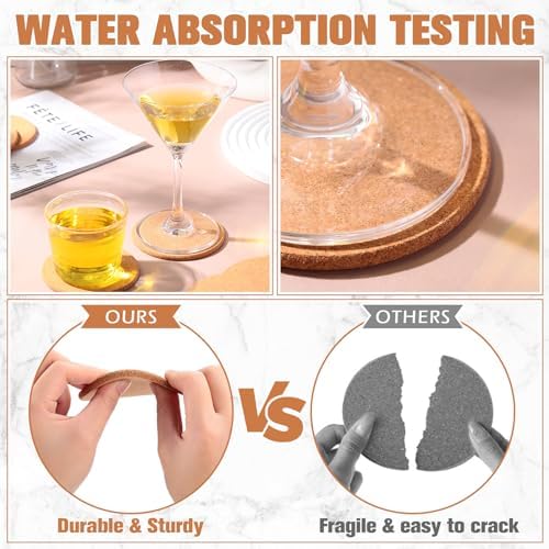 Mifoci 200 Pcs 3.5 Inch Round Cork Coaster Bulk for Drinks - Image 4