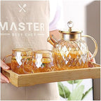 Water Pitcher Glass Cold Kettle high Temperature Resistant Household Set Family with Cold Kettle Juice Pot tie Pot teapot Water Jug(L) - Image 4