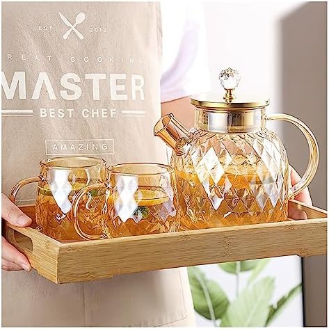 Water Pitcher Glass Cold Kettle high Temperature Resistant Household Set Family with Cold Kettle Juice Pot tie Pot teapot Water Jug(L) - Image 4