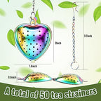 Sumind 50 Pcs 2" Stainless Steel Heart Mesh Tea Strainer Ball, Rainbow - Image 2