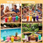 Sieral 30 Pack Reusable Plastic Cups with Lids Straws,Classic Color - Image 6