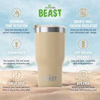 Beast 30 oz Tumbler Stainless Steel Vacuum Insulated Coffee Ice Cup Double Wall Travel Flask (Sand) - Image 6