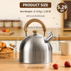 18/8 Stainless Steel 5.29 Quart Tea Kettle for Stovetop,Silver - Image 2