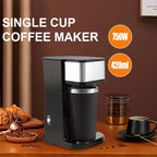 Drip coffee machine 750W high power, 14.8 oz (0.5qt) stainless steel interior independent cup and detachable reusable filter basket, 5 coffee cups automatically close, suitable for home offices - Image 2