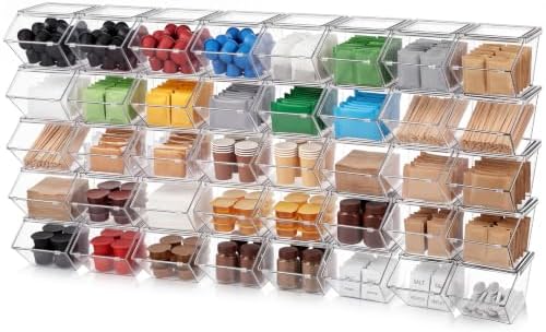 Yerliker 40 Pcs Stackable Storage Bins with Lids Organizer, Clear by Yerliker