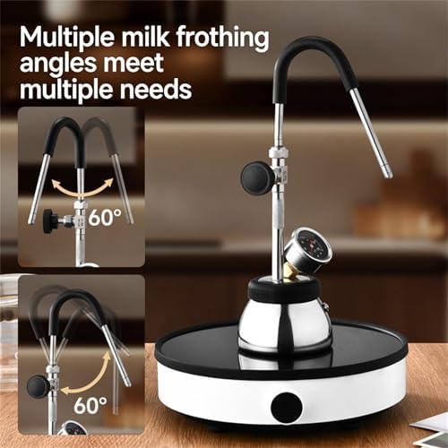 Manual Steam Milk Frother,403 Stainless Steel Portable Milk Steamer with Pressure Gauge, for home, camping or small cafes, Espresso Milk Steamer - Image 6
