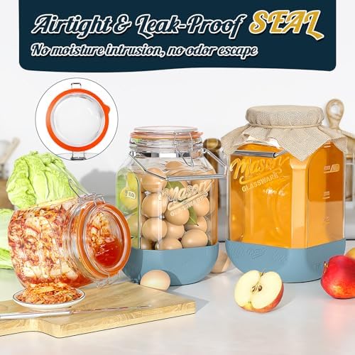 Square 1.5 Gallon Glass Jar with Airtight Lid & Handle, 2 Pack - Image 7