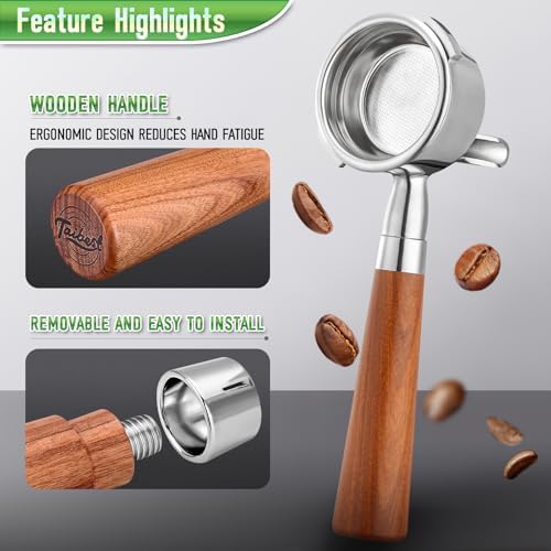 58mm Dual Spout Portafilter for Gaggia Baby Series & Classic (Pre-2015/Pro 2019+) | Not 2015-2018 | Rosewood Handle & Steel Basket - Image 6