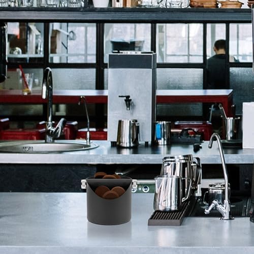 Espresso Knock Box with Large Capacity Steel Silicone Black - Image 4