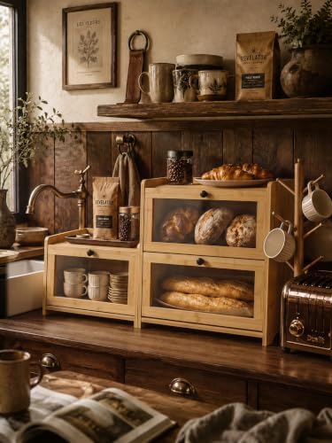 Bread Box for Kitchen Countertop Large Capacity with Top Storage Shelf - Image 2