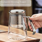 YJX Magnetic Glass Teapot, 25.4oz Small Enchanted Brewing Tea Pot, Witchcraft Magic Borosilicate Tea Set with Strainer for Loose Leaf or Herbal, Exquisite Kettle Gift for Tea Lovers(Silver) - Image 6