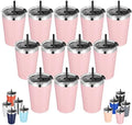 VEGOND 12oz Tumbler Stainless Steel Tumbler bulk Vacuum Insulated Double Wall Travel Tumbler with Lid and Straw Reusable Tumbler, Pink 12 Pack by VEGOND