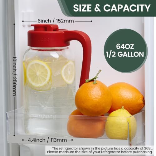 Mason Jar Pitcher, 2 pcs 64 oz (2 quart), Glass Pitcher with Lid - Image 2