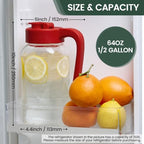 Mason Jar Pitcher, 2 pcs 64 oz (2 quart), Glass Pitcher with Lid - Image 2