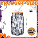 Vesici 4 PCS Halloween Icon Glass Cups, Ghost Pumpkin Cat Witch Hat 16oz - Image 2