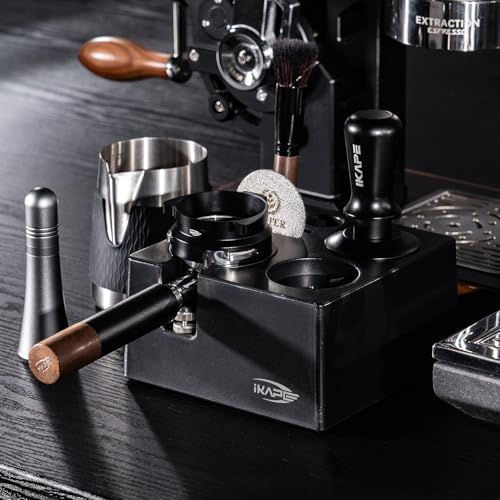 IKAPE 53MM Espresso Tamper Kit 6 in 1, Coffee Tamper, WDT Tool, Magnetic Dosing Funnel, Puck Screen, Milk Pitcher, Cleaning Brush - Image 3
