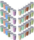 20oz insulted tumblers stainless steel cup Tumbler Bulk with push Lid, and metal straw powder coated coffee cup for cold and hot drinking (48, Modern MIX color) by Unknown