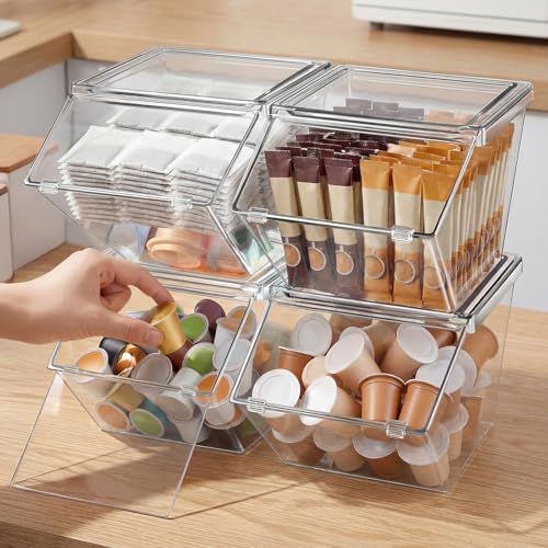 Yerliker 4 Pcs Clear Stackable Storage Bins with Lids, Extra Large - Image 3