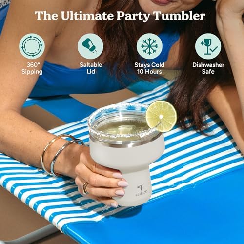REDUCE Saltini 16oz Margarita Tumbler - Insulated Cocktail Glass with Lid - Image 2