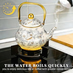 Cabilock 2.1 Quart Vintage Enamel Tea Kettle, Floral Stovetop Teapot with Porcelain Handle, Decorative Enamel Water Kettle for Tea, Coffee, Hot Water, Home Kitchen and Countertop Decor - Image 6