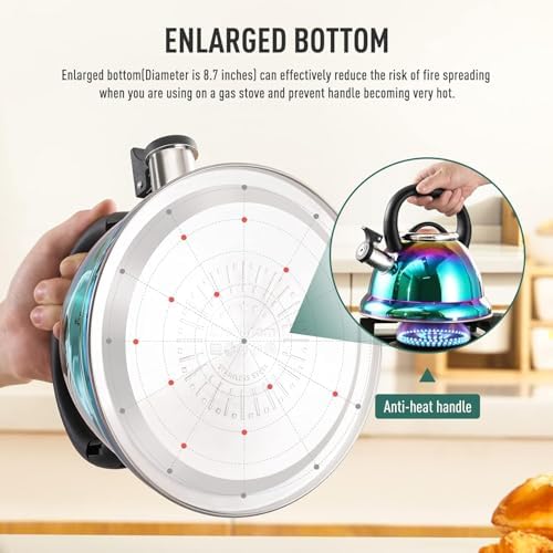 Tea Kettle, Kettle 3.7QT, Tea Pot Whistling 316 Stainless Steel, Tea Kettle Stovetop with Cool Folding Handle, Kettle Teapot Rainbow Induction for Boiling Water, Mirror Finish - Image 5