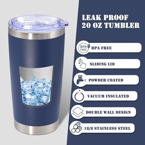 20 oz Tumbler Insulated Tumblers Stainless Steel Coffee Mug,Navy 6PCS - Image 3