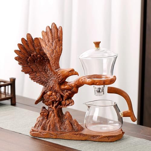 Zurucily Semi Automatic Teapot Set, Glass Teapot Set with Strainer Kungfu Tea Sets (Brown eagle) - Image 2