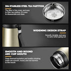 40 oz Smart Water Bottles with Digital Temperature Display Coffee Tea Infuser Bottle LED Thermal Cup Double Walled Vacuum Insulated Stainless Steel Flask Leak Proof Travel Mug Keep Warm (gold) - Image 6